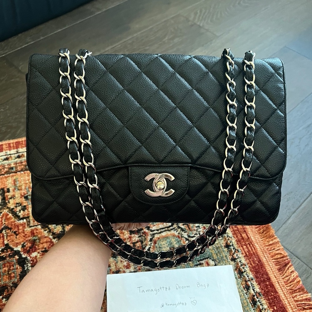 Chanel Classic Jumbo Caviar Black Single Flap Bag
